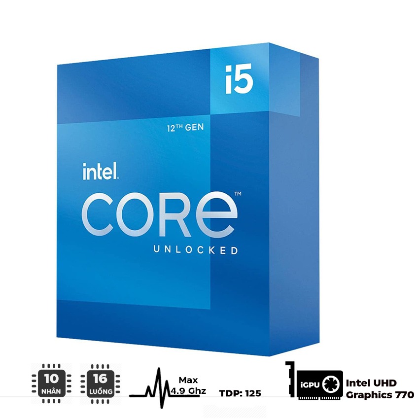 CPU INTEL CORE I5-12600K (3.7GHZ TURBO UP TO 4.9GHZ, 10 NHÂN 16 LUỒNG, 20MB CACHE, 125W) - SOCKET INTEL LGA 1700/ALDER LAKE)